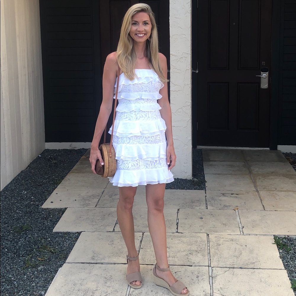 Lilly Pulitzer White Mini Dress Size 2 Wedding Honeymoon Bachelorette Bridal